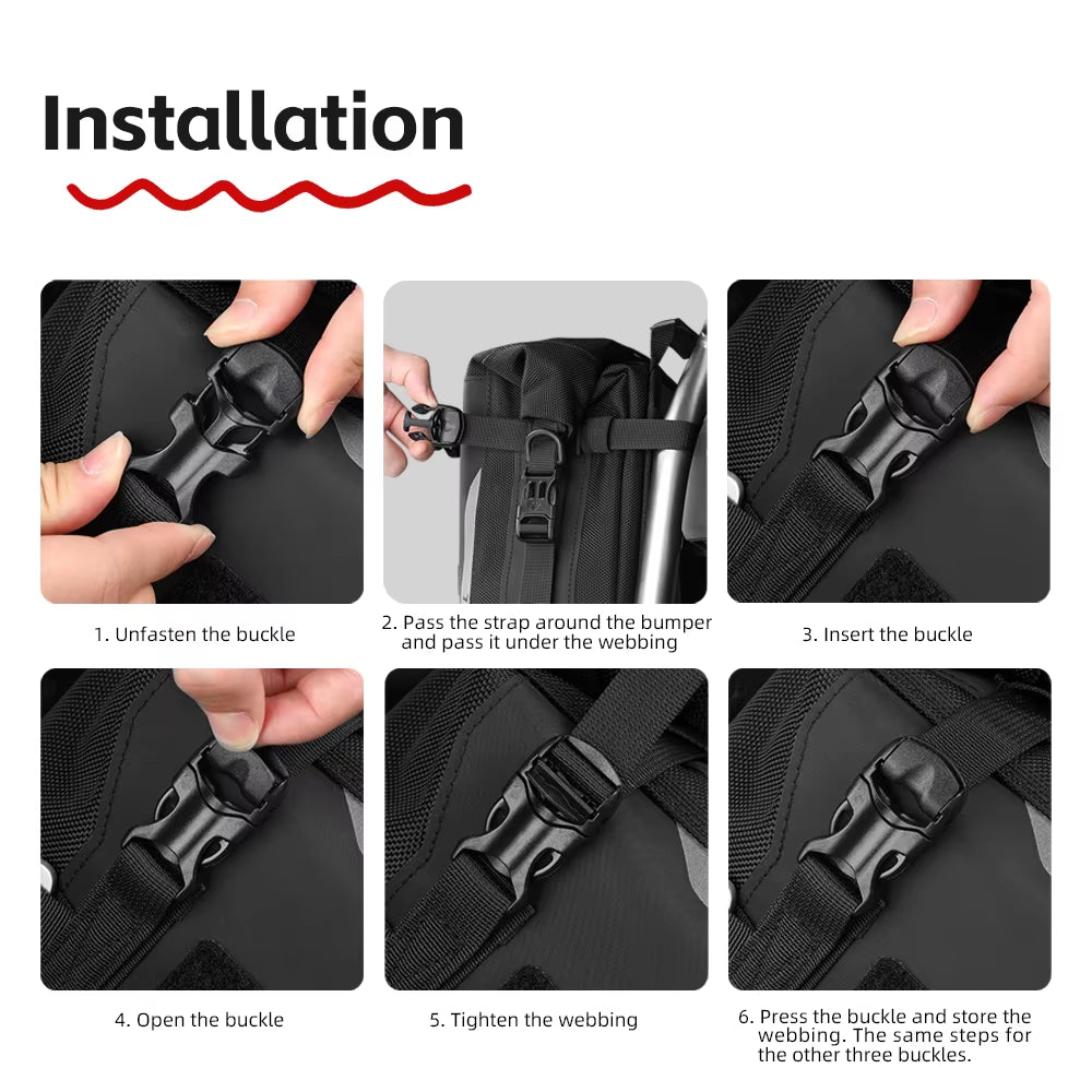 Motorcycle Bumper Bag Waterproof Frame Crash Bar Pack Outdoor Cycling Tool Placement Bag with Inner Support Board