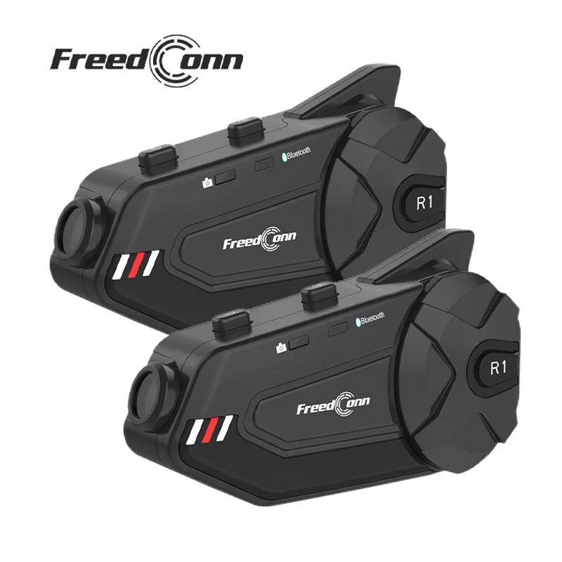 Experience the Freedom of the Open Road with the R1 Plus Motorcycle Intercom Helmet Headset - Bluetooth Connectivity, 1080P Video Recording, and Handsfree Communication!