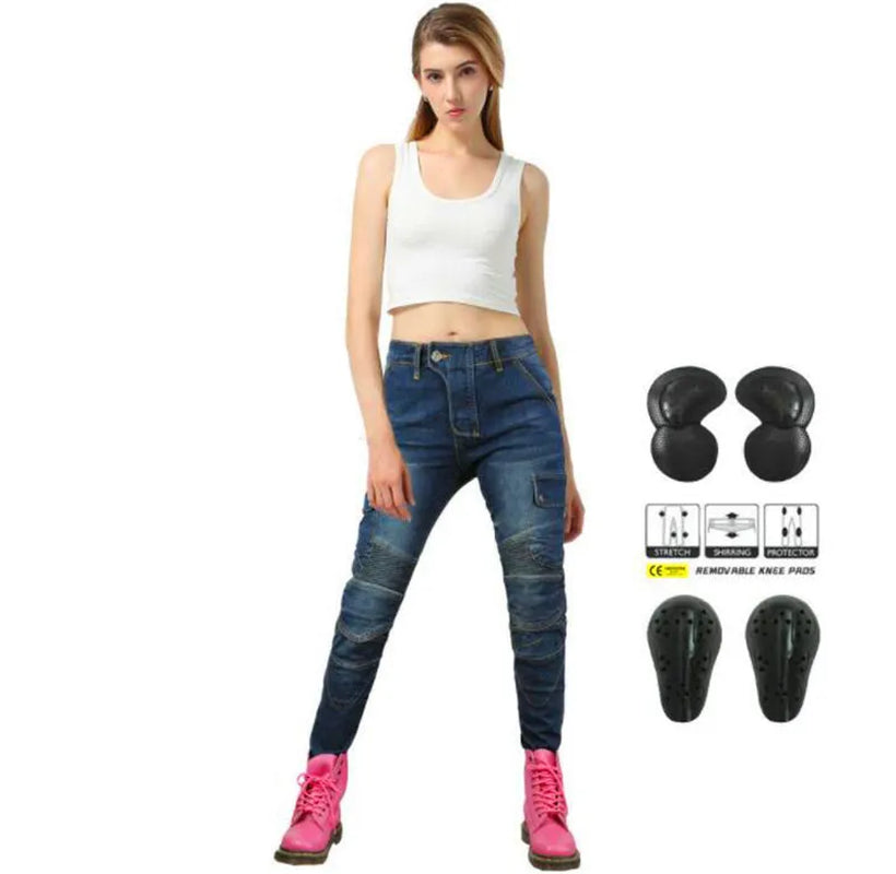 Stretch Motorcycle Jeans with Removable Pads
