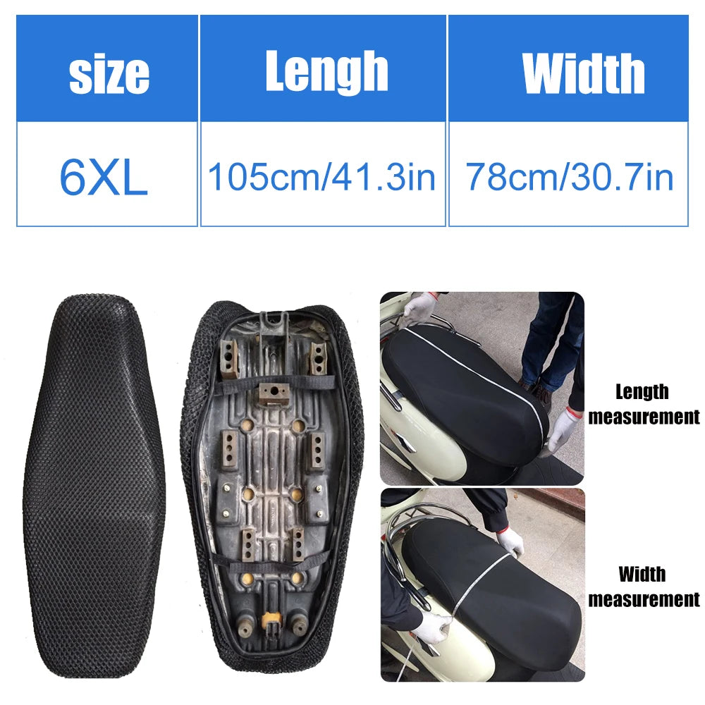 Upgrade Your Ride with the DSYCAR Anti-Slip 3D Mesh Fabric Seat Cover - Breathable, Waterproof, and Comfort-Enhancing for Motorcycles and Scooters