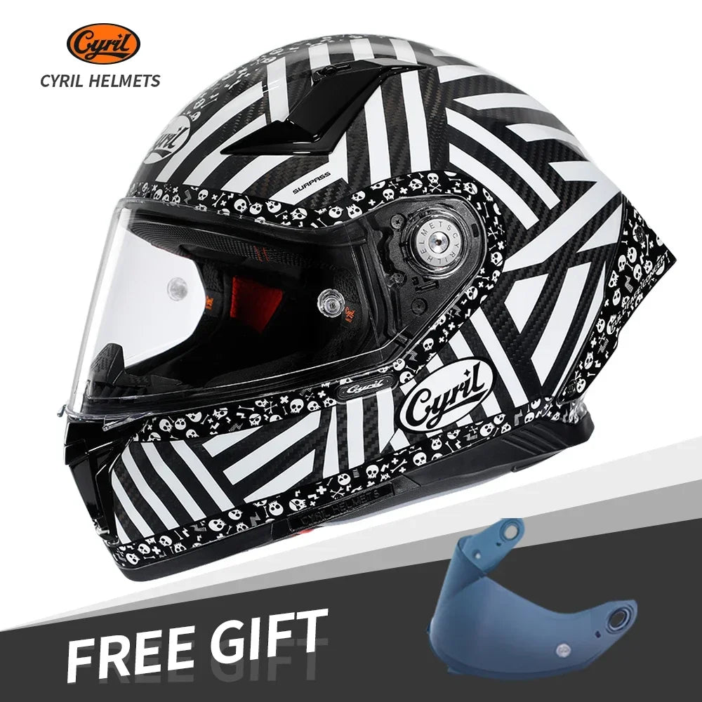 Lightweight Carbon Fiber Motorcycle Helmet Real Carbon Fiber Full Face Motorcycle Helmets Men Women DOT Motorcycle Helmets