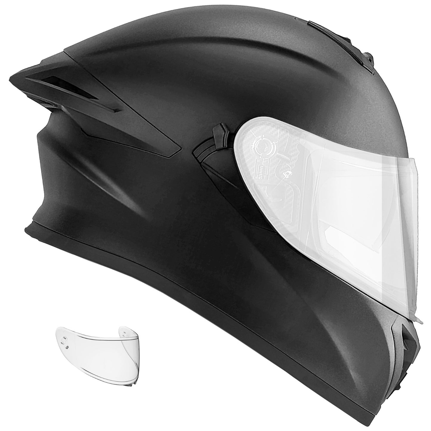 NEW Motorcycle Helmets DOT Full Face Matte Black + SHIELD OPTIONS - S M L XL XXL