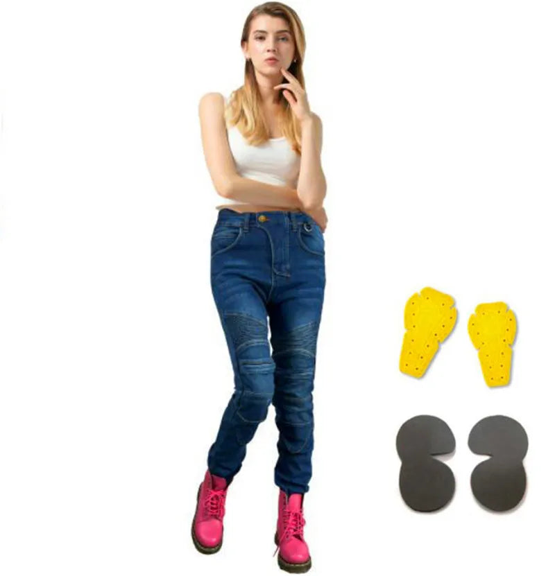 Stretch Motorcycle Jeans with Removable Pads