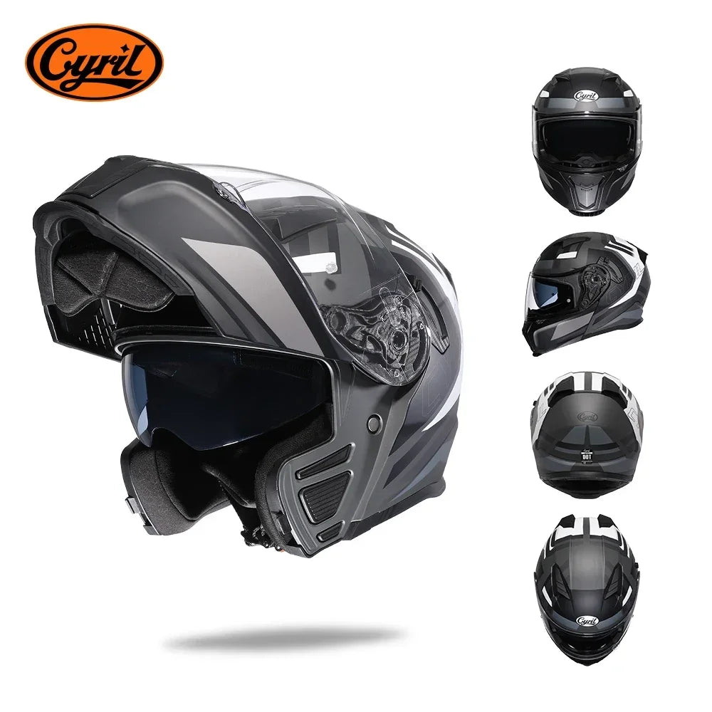 Flip up Motorcycle Helmet with Sunglasses Visor Dual Lens Full Face Moto Helmet  Motorcycle Helmets Motorcycle Equipments