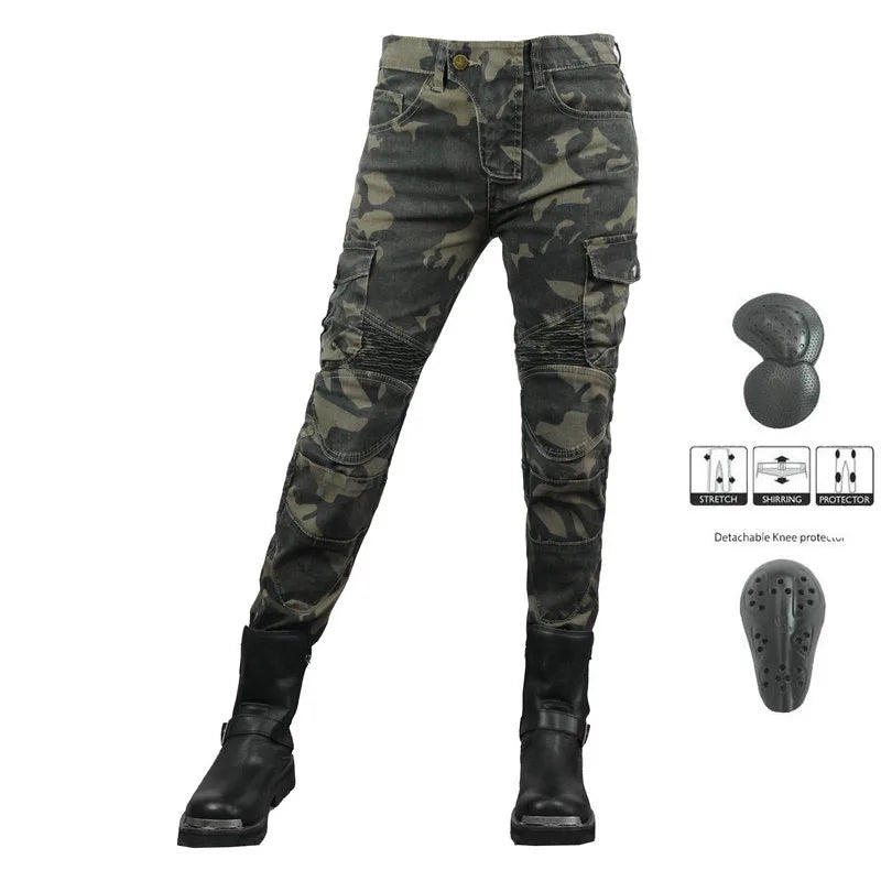 Stretch Motorcycle Jeans with Removable Pads