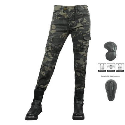 Stretch Motorcycle Jeans with Removable Pads