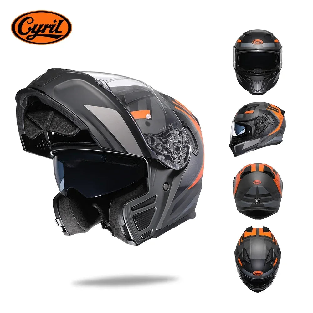 Flip up Motorcycle Helmet with Sunglasses Visor Dual Lens Full Face Moto Helmet  Motorcycle Helmets Motorcycle Equipments