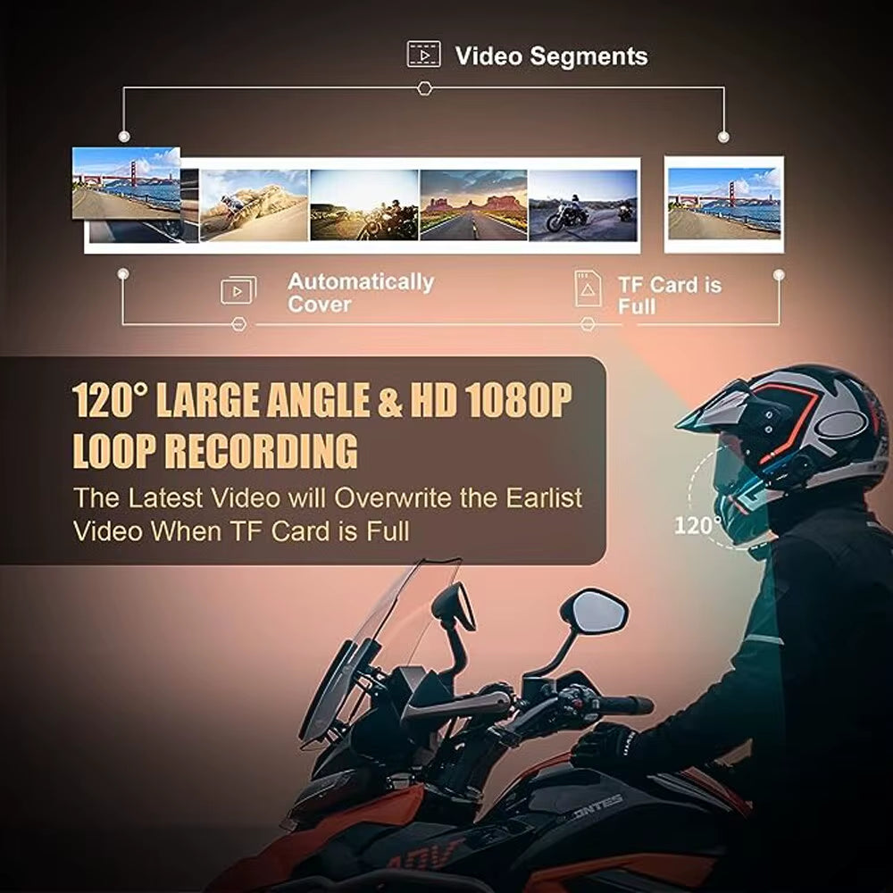Experience the Freedom of the Open Road with the R1 Plus Motorcycle Intercom Helmet Headset - Bluetooth Connectivity, 1080P Video Recording, and Handsfree Communication!