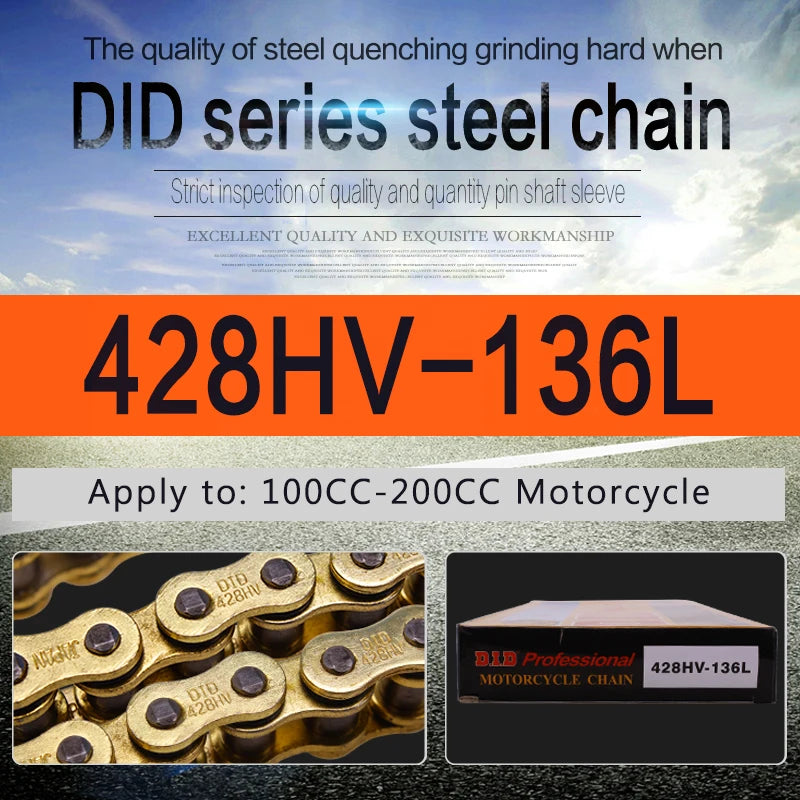 High Quality Motorcycle O-Ring Oil Seal Chain Sets for 428 DID Chain 136 Link 520 525 530 Chains 120 Links with Factory Sale
