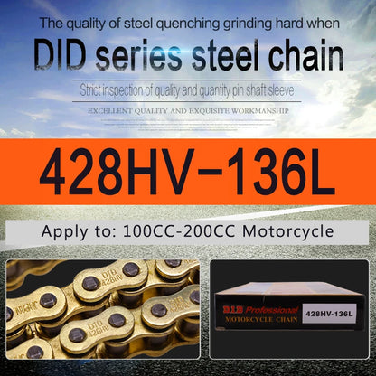 High Quality Motorcycle O-Ring Oil Seal Chain Sets for 428 DID Chain 136 Link 520 525 530 Chains 120 Links with Factory Sale