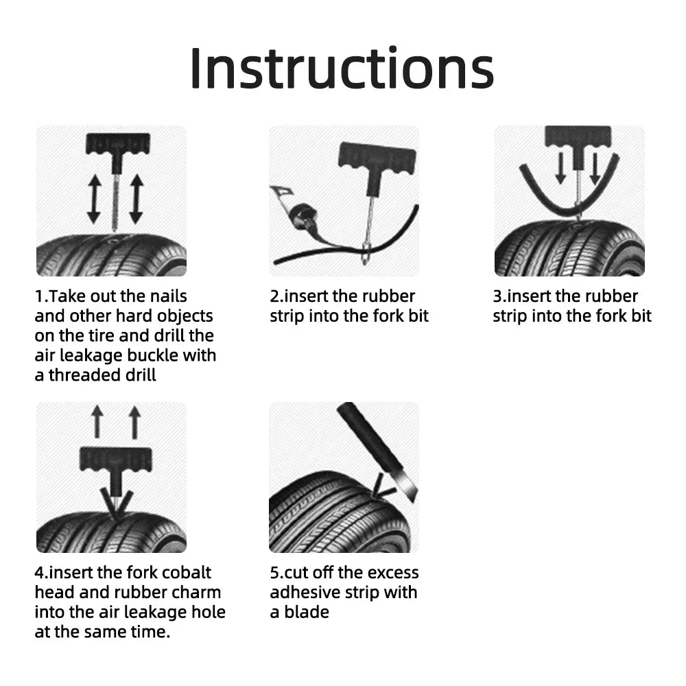 Motorcycle Tire Repair Kit Car Puncture Plug Tools Tyre Puncture Emergency for Tire Strips Stirring Glue Repair Tool Kit