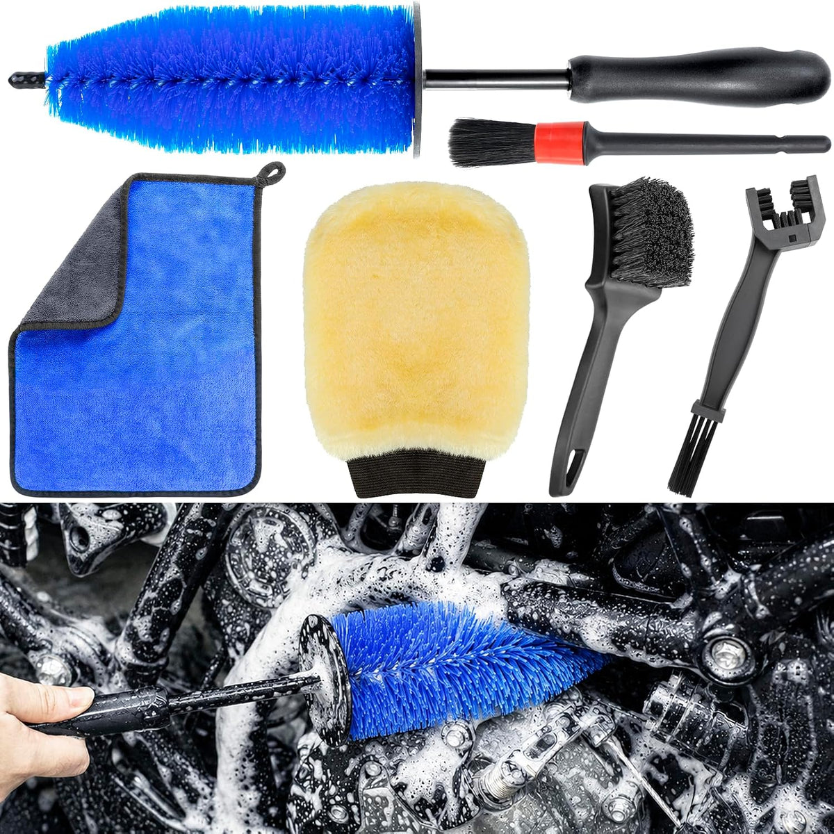 Motorcycle Wash & Detail Kit · 6 Pieces