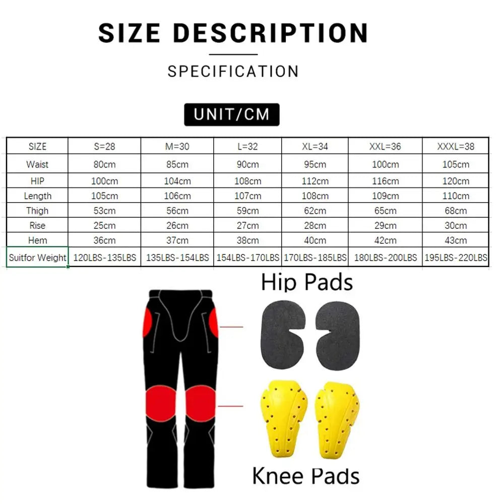 Men Motorcycle Riding Pants Motocross Racing Jeans Protective Pants with 4 X Detachable CE Certified Knee Hip Protector Pads
