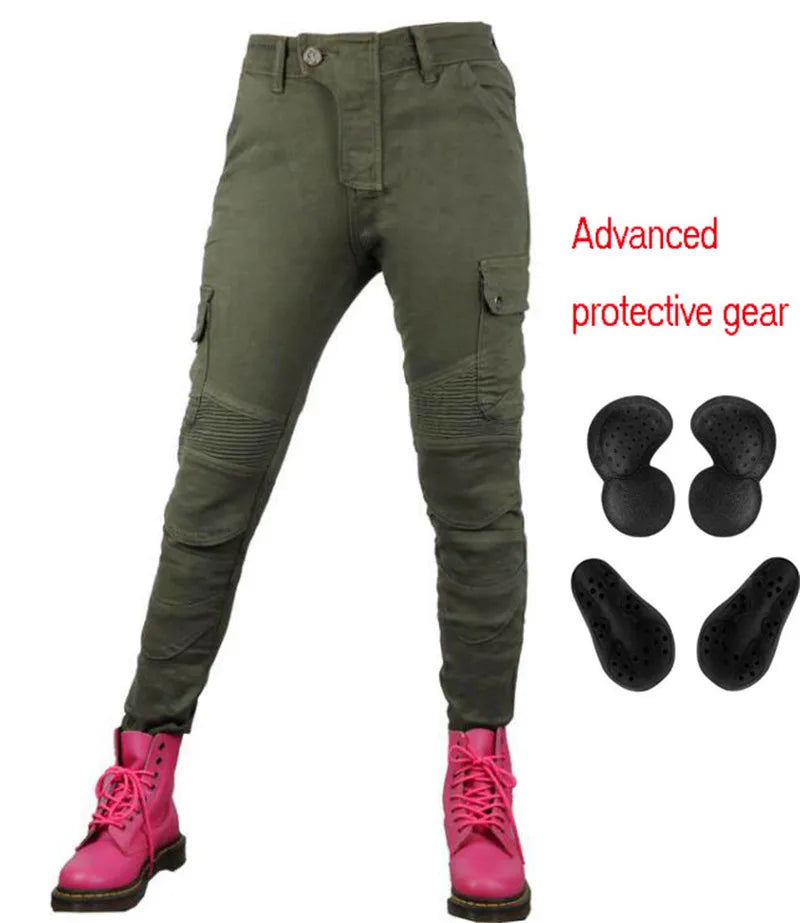 Stretch Motorcycle Jeans with Removable Pads