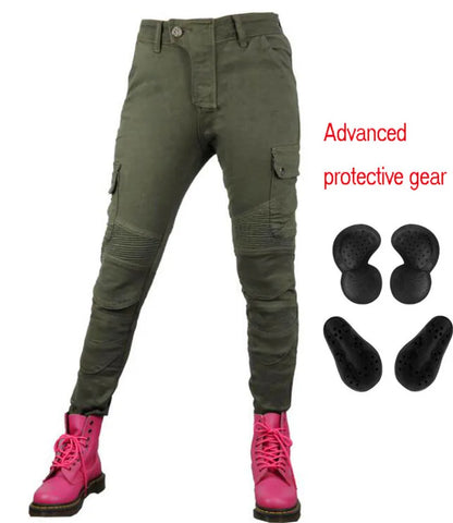 Stretch Motorcycle Jeans with Removable Pads