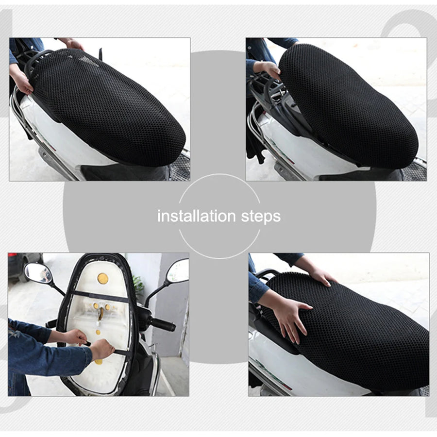 Supplier photos showing the cover fitted over a seat and secured underneath