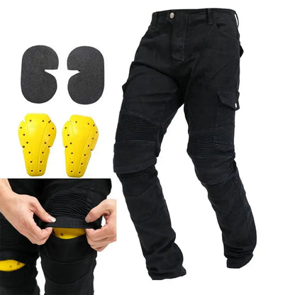 Men Motorcycle Riding Pants Motocross Racing Jeans Protective Pants with 4 X Detachable CE Certified Knee Hip Protector Pads