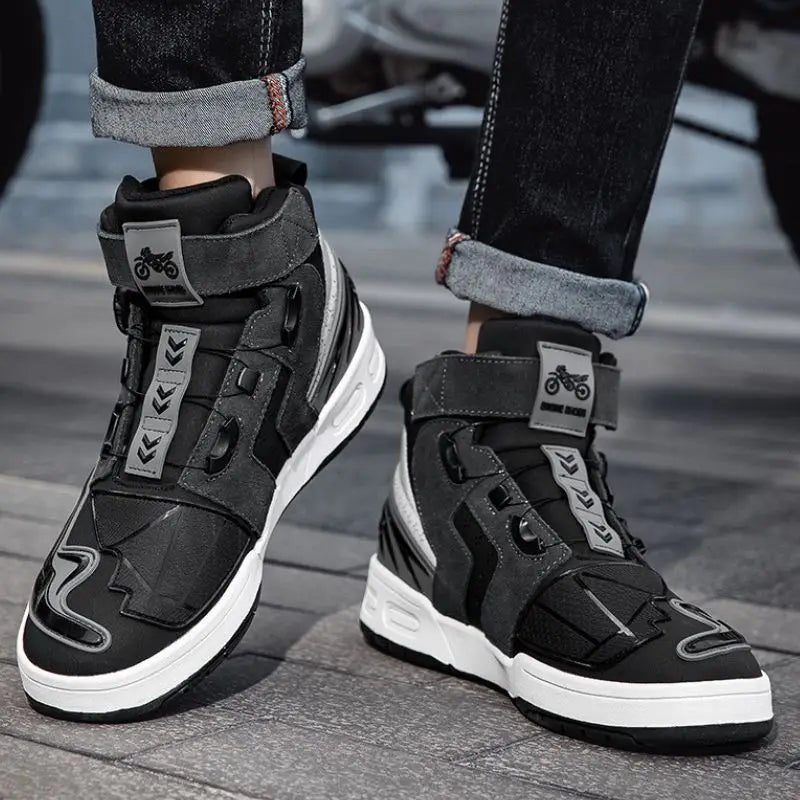 Breathable Motorcycle Boots Men Women Biker Shoes Casual Men'S Sneakers Microfiber Motocross Shoes Motorcycle Supplies