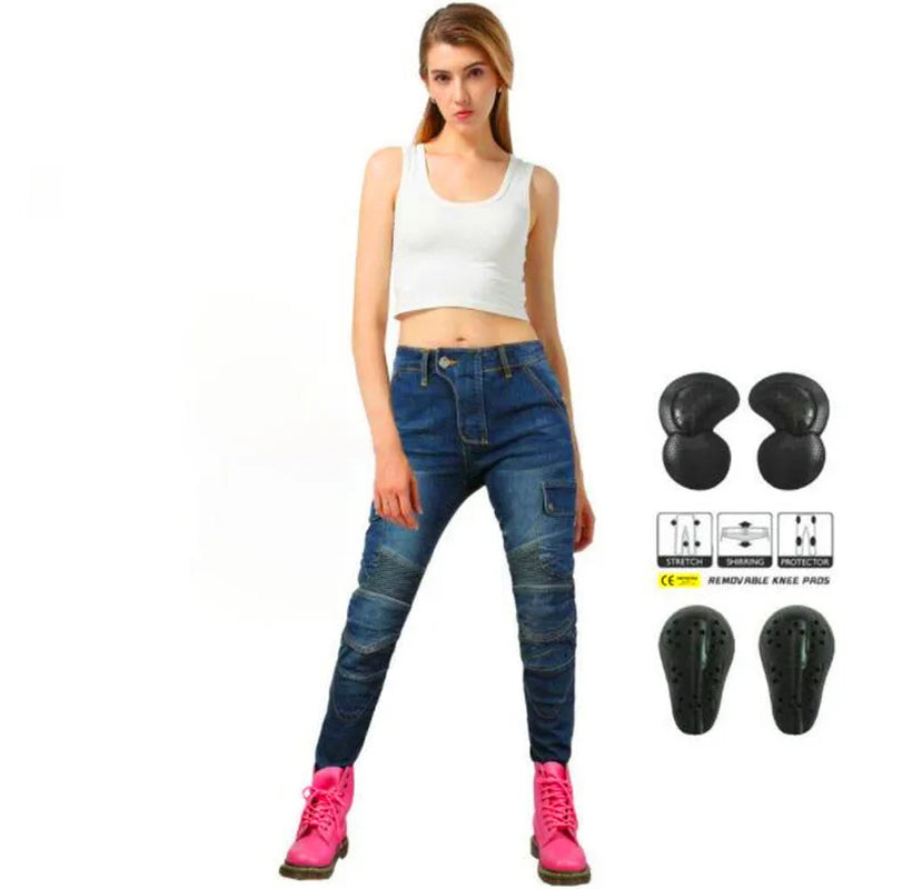 Stretch Motorcycle Jeans with Removable Pads