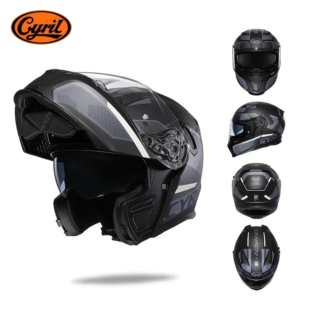 Flip up Motorcycle Helmet with Sunglasses Visor Dual Lens Full Face Moto Helmet  Motorcycle Helmets Motorcycle Equipments