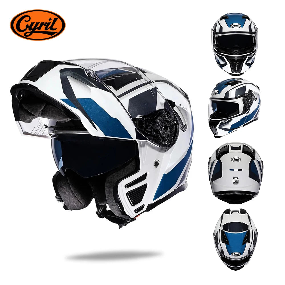 Flip up Motorcycle Helmet with Sunglasses Visor Dual Lens Full Face Moto Helmet  Motorcycle Helmets Motorcycle Equipments