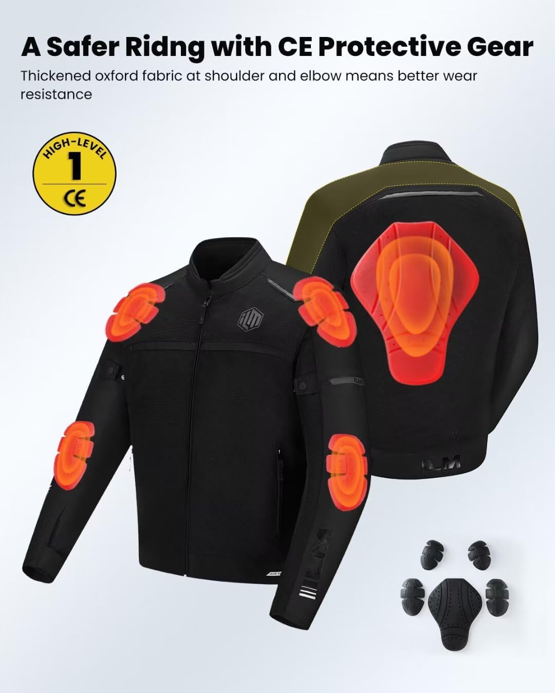 Ultimate Motorcycle Riding Jacket for Men - Featuring Mesh CE Armor and Detachable Thermal Liner for All-Season Comfort