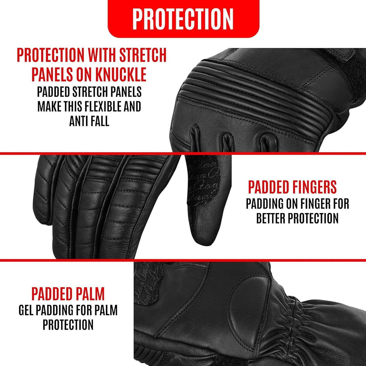 Motorcycle Gloves Waterproof Winter Warm Motorcycle Gloves Motorcycle Gloves Knuckle with Touchscreen Function (Large)