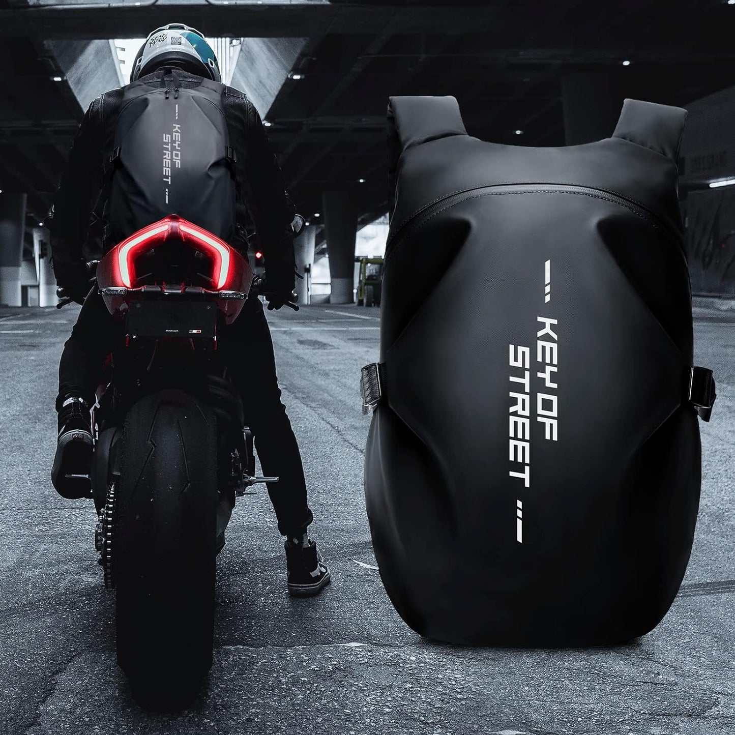 Motorcycle Backpack,Waterproof Helmet Backpack for Men and Women,Motorcycle Tail Bag,Motorcycle Accessories,Black