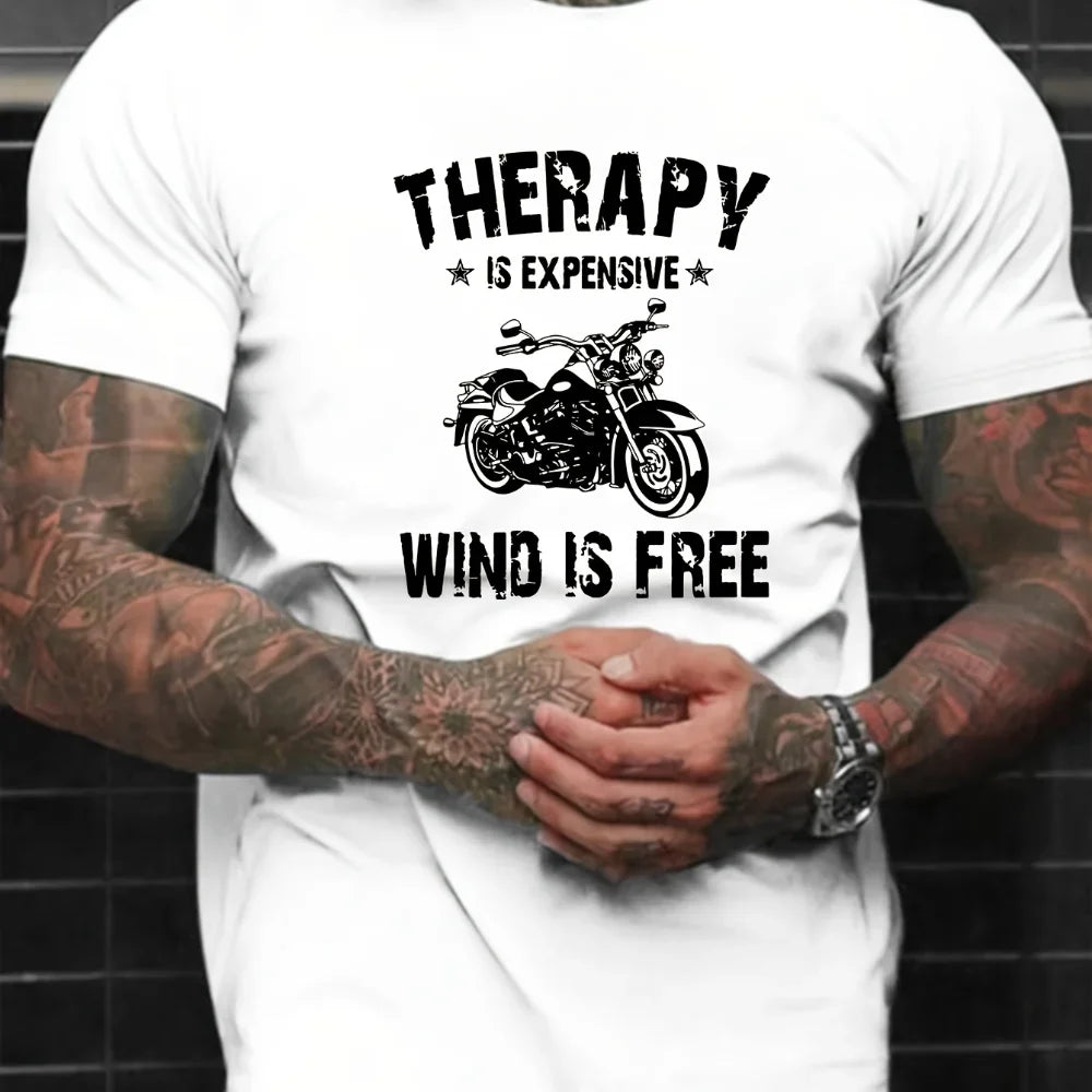 Rev Up Your Style with Our Men's Motorcycle Graphic T-Shirt - Ultra-Casual Short Sleeve Tee for Summer Riding Adventures