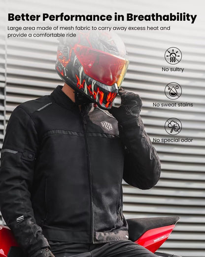 Ultimate Motorcycle Riding Jacket for Men - Featuring Mesh CE Armor and Detachable Thermal Liner for All-Season Comfort