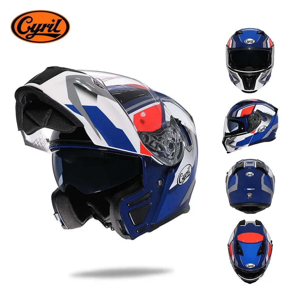 Flip up Motorcycle Helmet with Sunglasses Visor Dual Lens Full Face Moto Helmet  Motorcycle Helmets Motorcycle Equipments