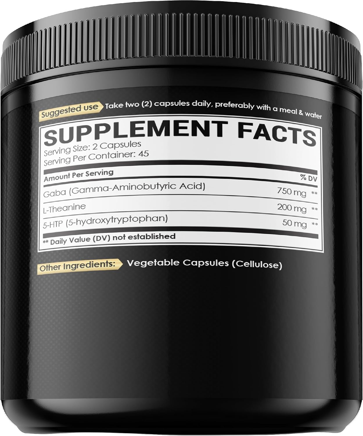 3In1 GABA Supplements 750Mg L-Theanine 200Mg & 5-HTP (5-Hydroxytryptophan) - Equivalent to 1000Mg - Support Brain Health, Concentration, Comfortable Mood - 90 Capsules