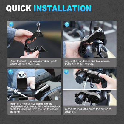 Motorcycle Handlebars Locks Motorcycle Helmet & Lock Brake Lock Anti-Theft Grip Lock Combo for All Motorcycle Bike ATV Scooter