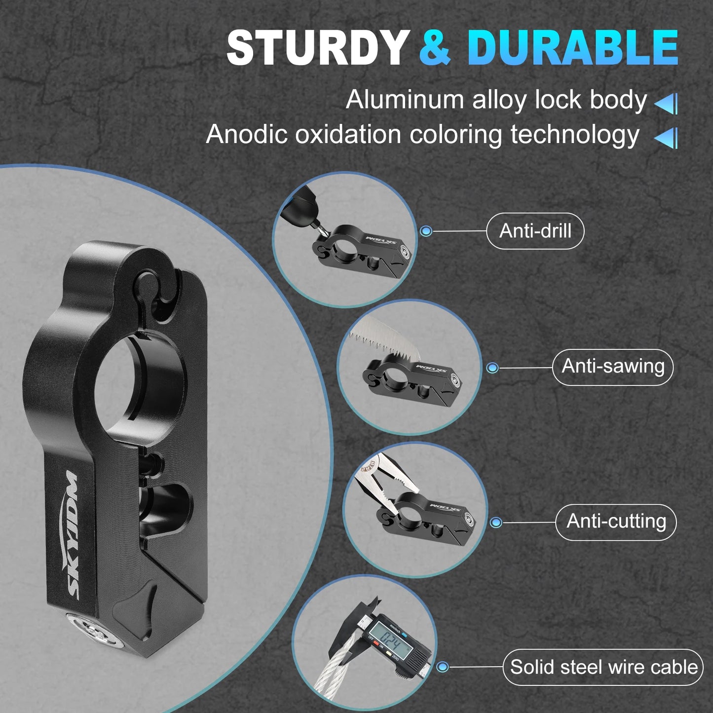Motorcycle Handlebars Locks Motorcycle Helmet & Lock Brake Lock Anti-Theft Grip Lock Combo for All Motorcycle Bike ATV Scooter