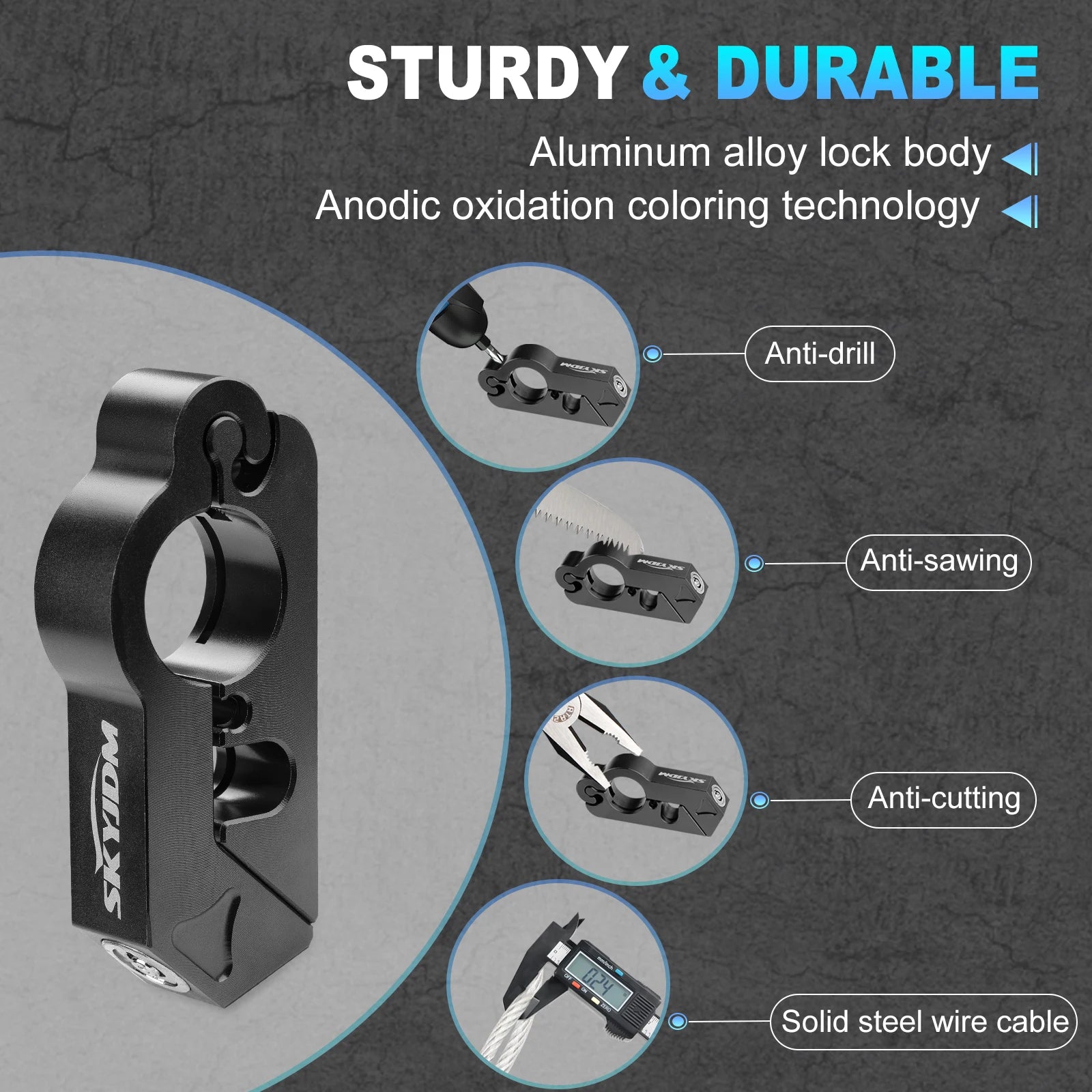 Motorcycle Handlebars Locks Motorcycle Helmet & Lock Brake Lock Anti-Theft Grip Lock Combo for All Motorcycle Bike ATV Scooter