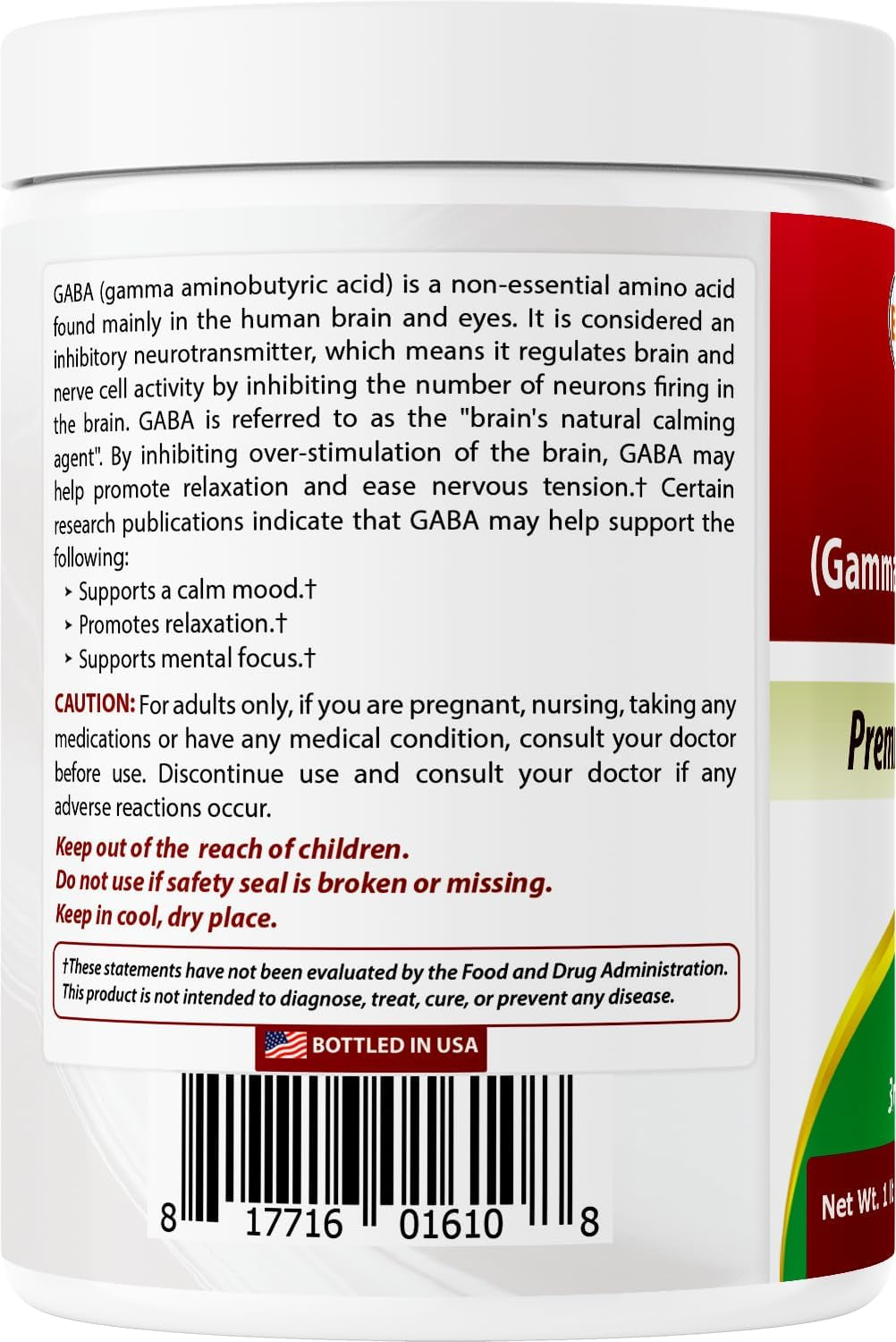 GABA (Gamma Aminobutyric Acid) Pure Powder 1 Pound