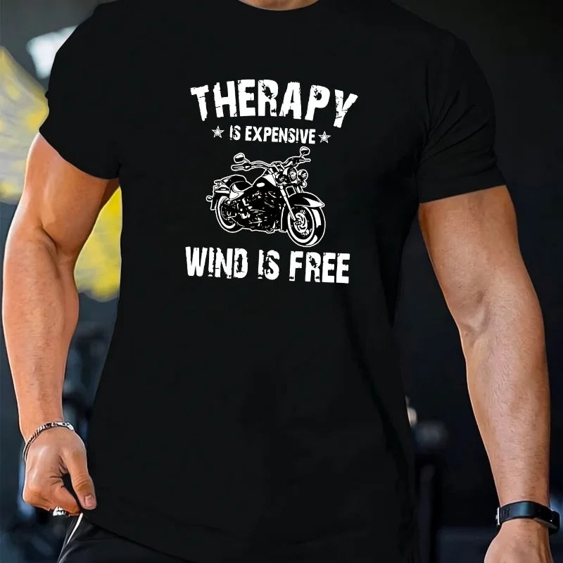 Rev Up Your Style with Our Men's Motorcycle Graphic T-Shirt - Ultra-Casual Short Sleeve Tee for Summer Riding Adventures