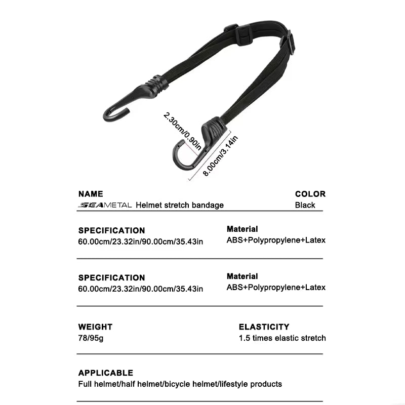 SEAMETAL Motorcycle Elastic Rope Motorcycle Helmet Fixed Strap Adjustment Fix Rope 60Cm/90Cm