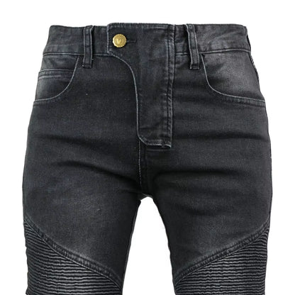 Motorcycle Pants Pantalon Moto Green Moto Jeans Woman Boyfriends Motorcycle Leisure Women'S Jeans Blue Riding High Waist Jeans