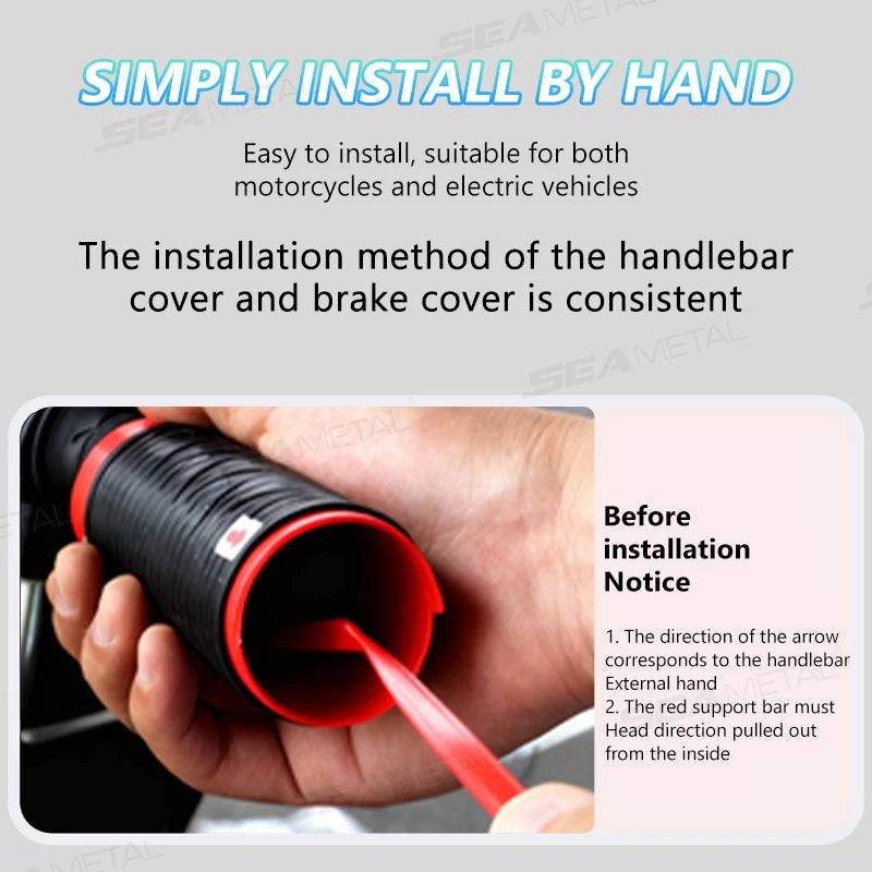 Enhance Your Ride with SEAMETAL Universal Motorcycle Silicone Handlebar Covers - Non-Slip, Self-Shrinking Grip Protection