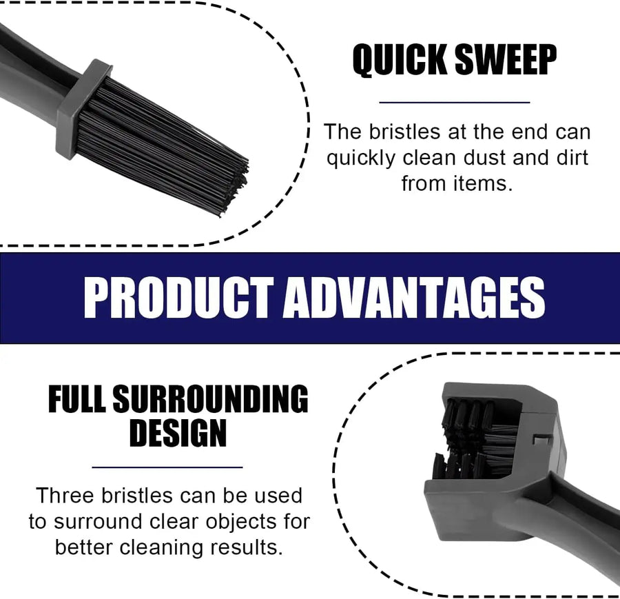 Supplier close-ups of the three-sided cleaning head and long bristle end