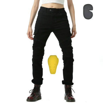 Stretch Motorcycle Jeans with Removable Pads