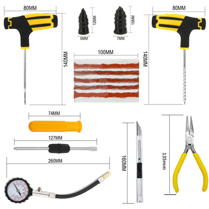 Motorcycle Tire Repair Kit Car Puncture Plug Tools Tyre Puncture Emergency for Tire Strips Stirring Glue Repair Tool Kit