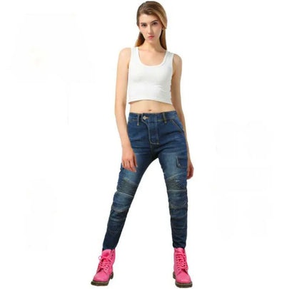 Stretch Motorcycle Jeans with Removable Pads
