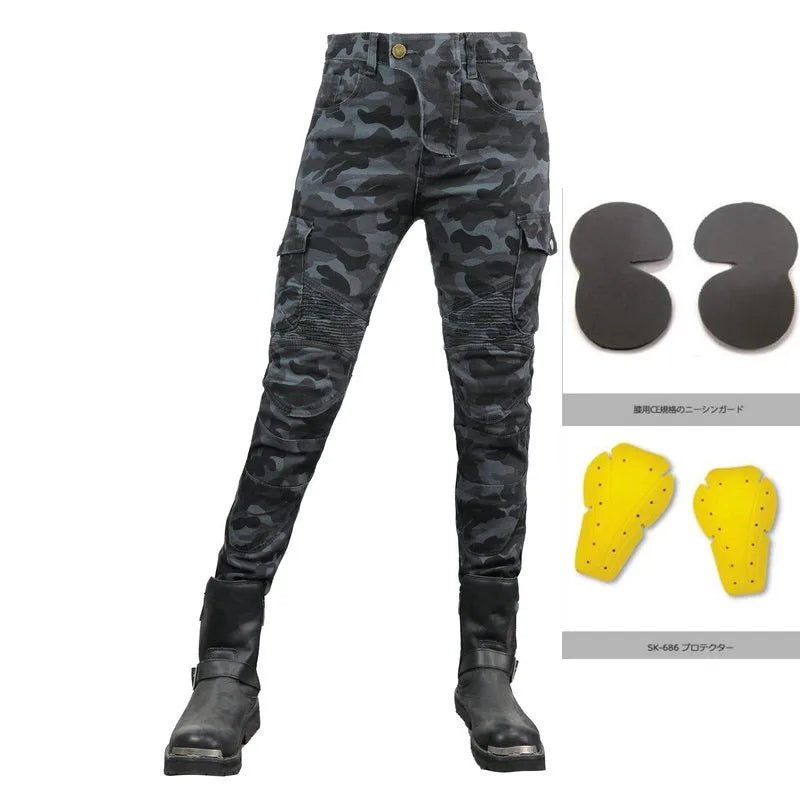 Stretch Motorcycle Jeans with Removable Pads