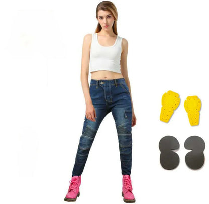 Stretch Motorcycle Jeans with Removable Pads