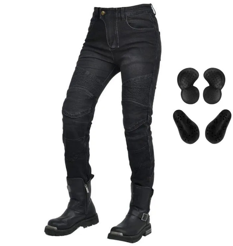 Stretch Motorcycle Jeans with Removable Pads
