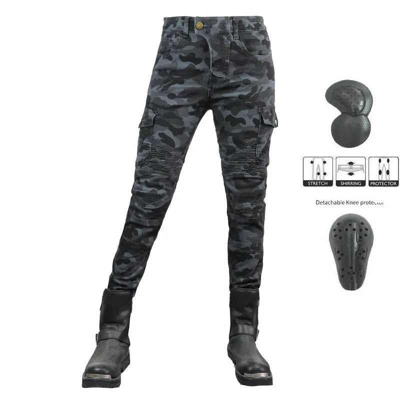 Stretch Motorcycle Jeans with Removable Pads