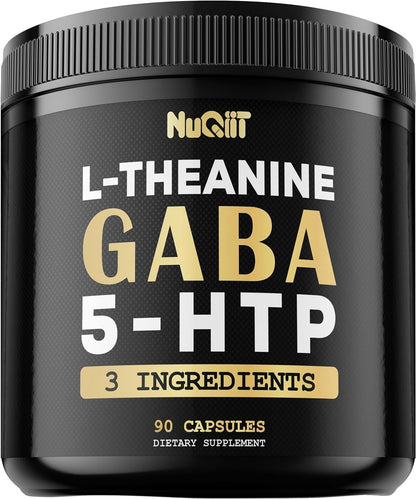 3In1 GABA Supplements 750Mg L-Theanine 200Mg & 5-HTP (5-Hydroxytryptophan) - Equivalent to 1000Mg - Support Brain Health, Concentration, Comfortable Mood - 90 Capsules
