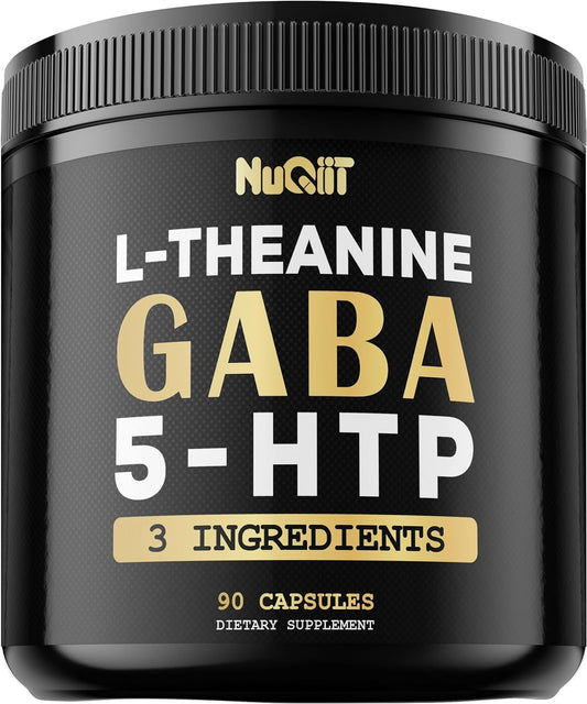 3In1 GABA Supplements 750Mg L-Theanine 200Mg & 5-HTP (5-Hydroxytryptophan) - Equivalent to 1000Mg - Support Brain Health, Concentration, Comfortable Mood - 90 Capsules